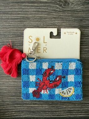 NWT Beaded Lobster Zipper Pouch